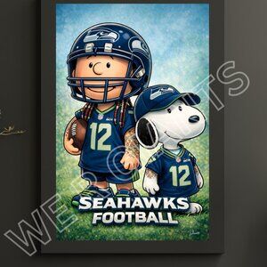 Charlie Brown & Snoopy Seahawks Football Poster 11x17